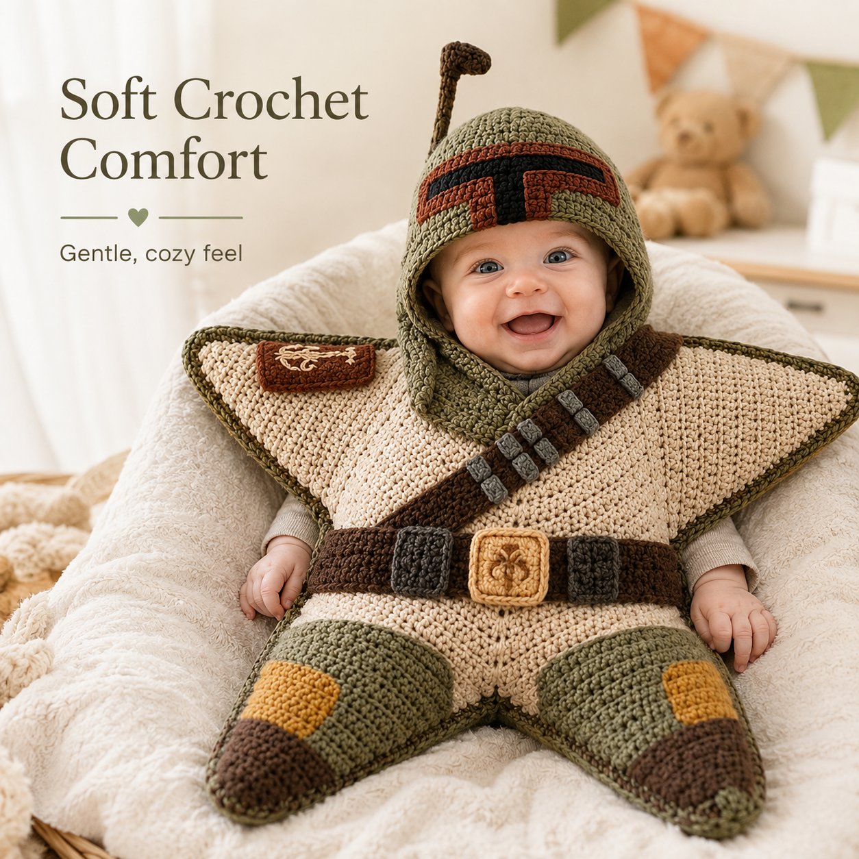 ⏳ Last Day 49% OFF – 🎅 Baby’s First Keepsake Star Outfit | One Size Fits Most Babies, Soft Knitted Santa Cocoon with Front Button Opening for Holiday Photos ✨