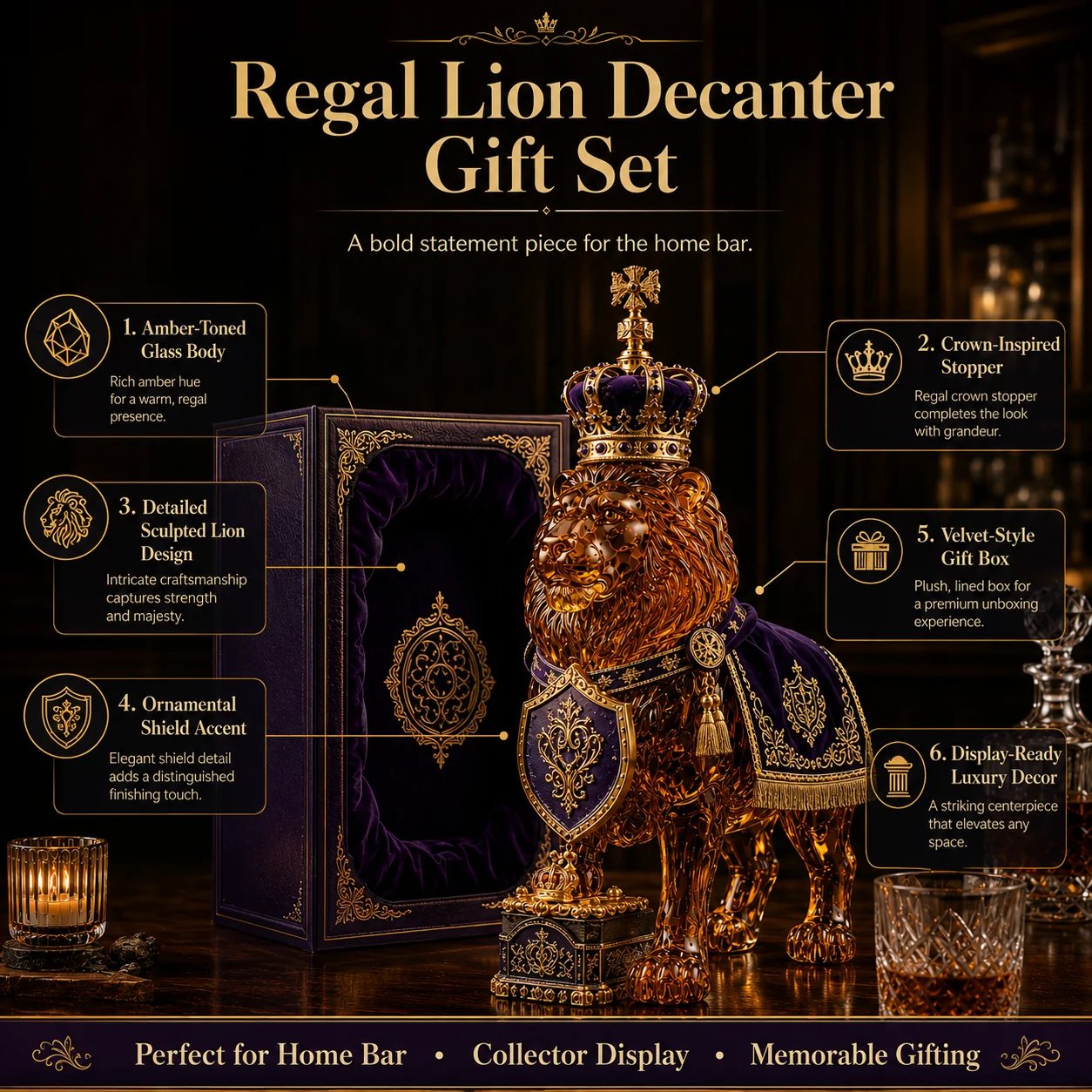 👑Crown 87th Anniversary Royal Lion Whiskey Bottle