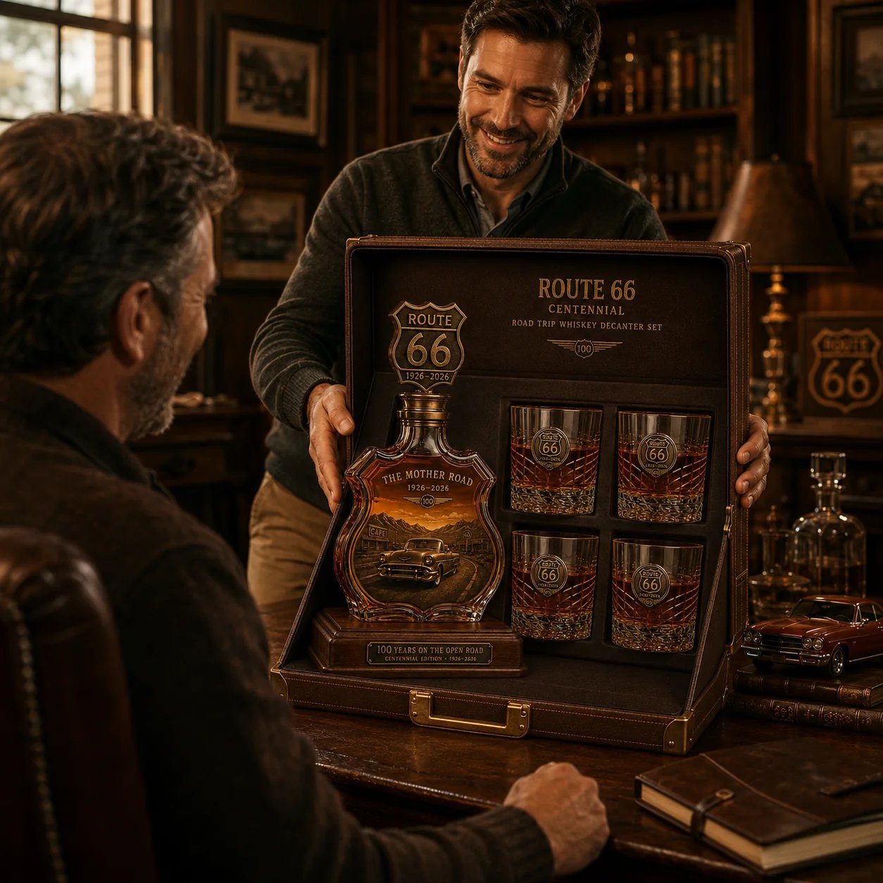🛣️🚘Route 66 Centennial Road Trip Whiskey Decanter Set