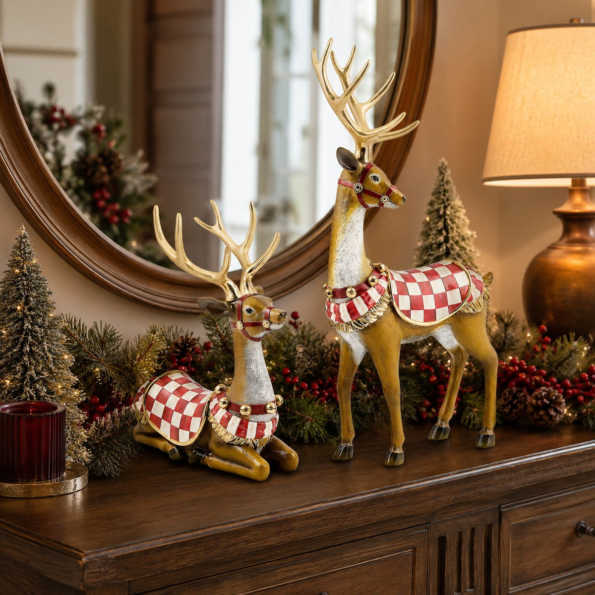 šChristmas in July Favorite: Handcrafted Set of 2 Classic Saddle Deer š