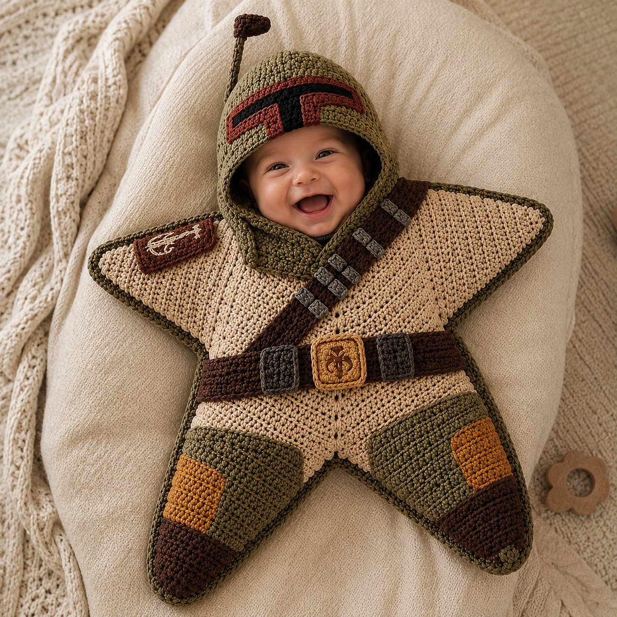 ⏳ Last Day 49% OFF – 🎅 Baby’s First Keepsake Star Outfit | One Size Fits Most Babies, Soft Knitted Santa Cocoon with Front Button Opening for Holiday Photos ✨