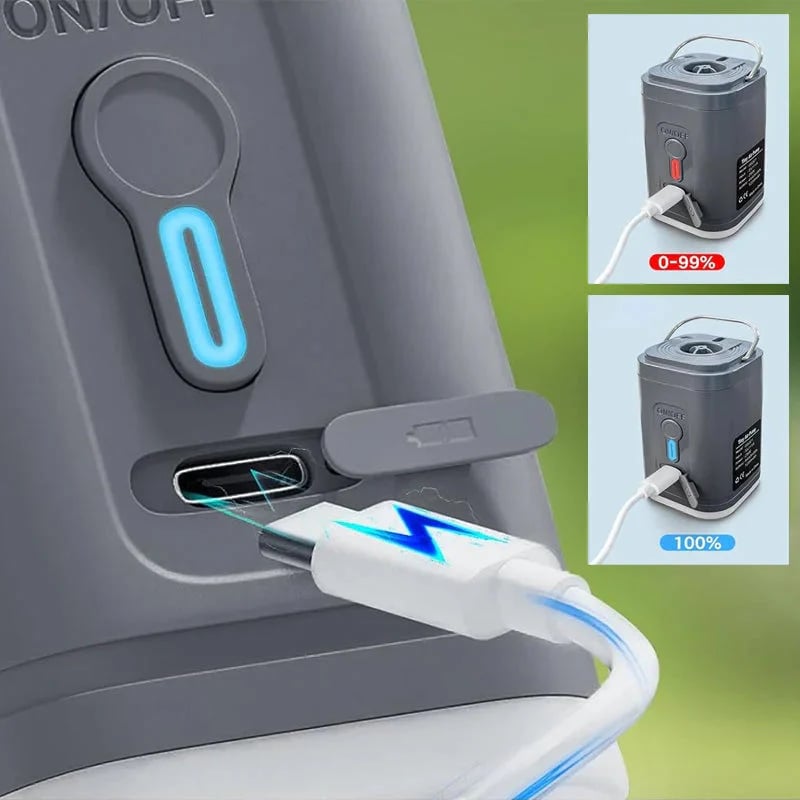🏕️ Rechargeable Camping Air Pump – LED Light, Fast Inflation, Compact – Cash on Delivery 🔋