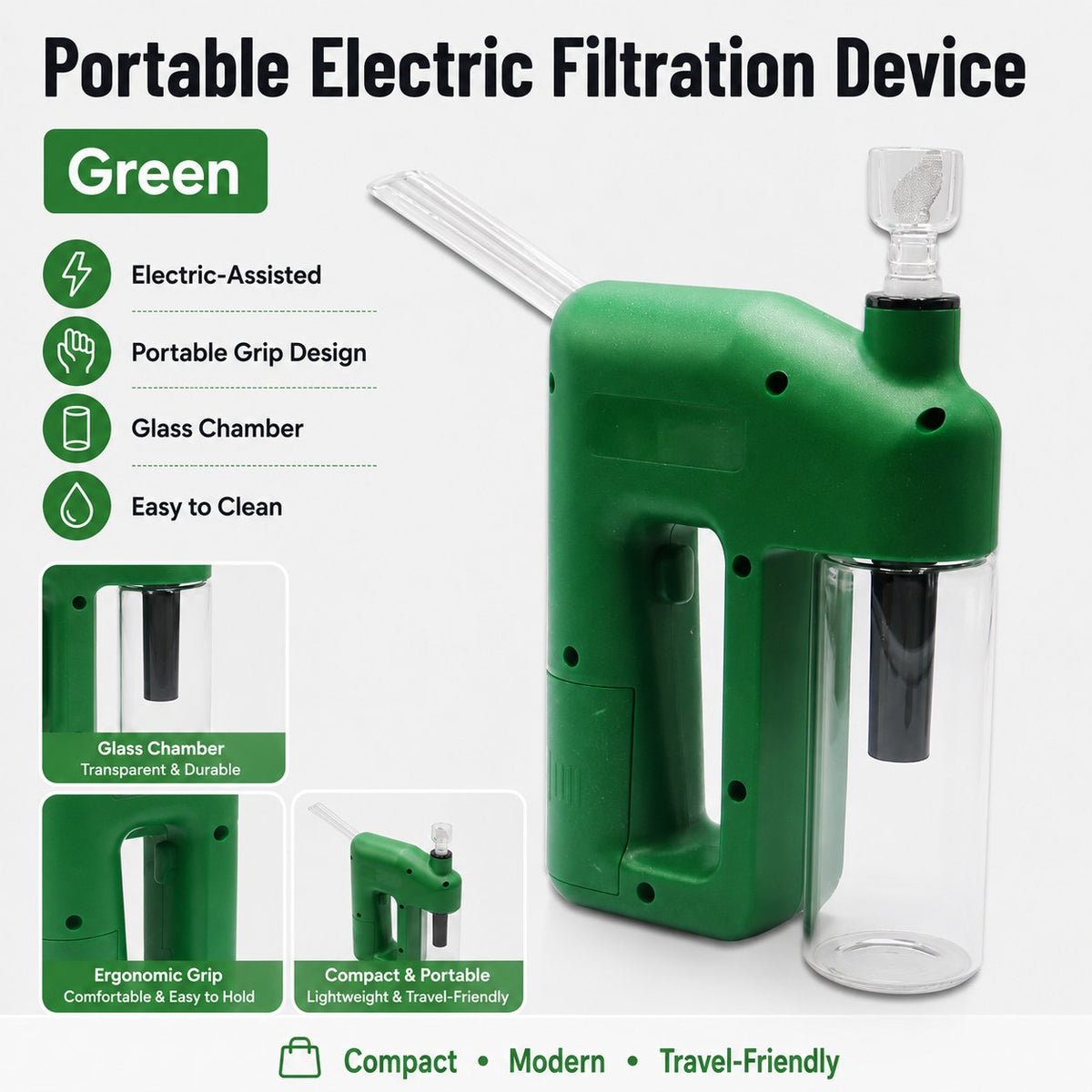 ✨ Portable Handheld Electric Filtration Device | Modern Glass Minimalist Design