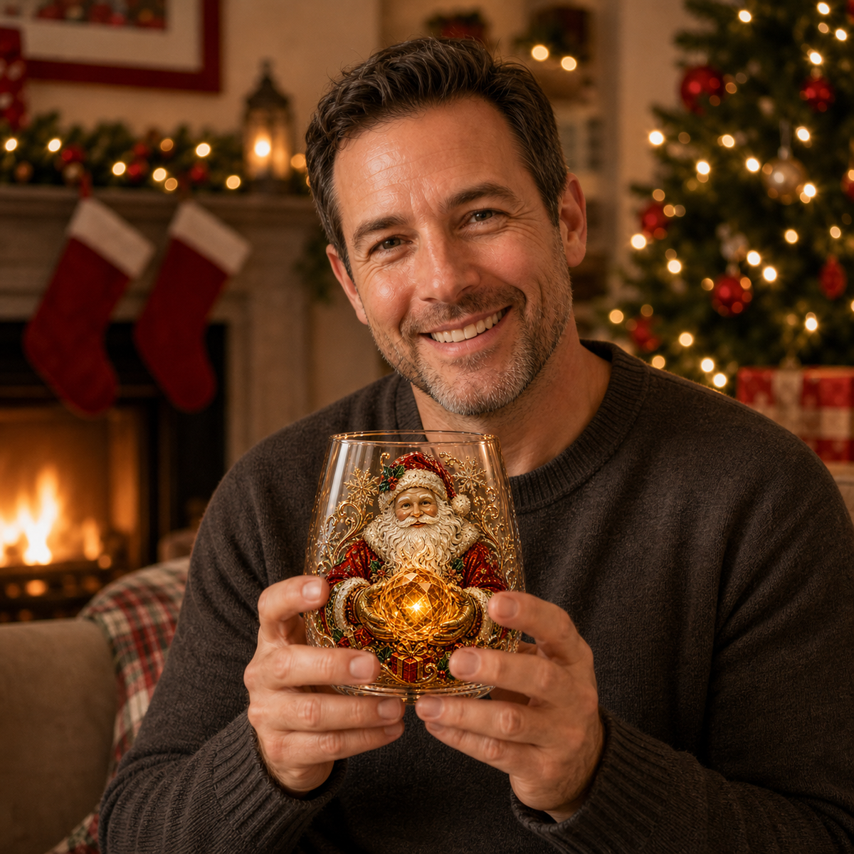 🎄✨ Enchanted Christmas Crystal Glass Art Cup | Bright Raised 3D Holiday Glassware for Whiskey, Festive Décor & Magical Gifts 🎁