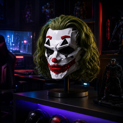 🤡Cyberpunk Mechanical Joker Villain Mask with Green Wig