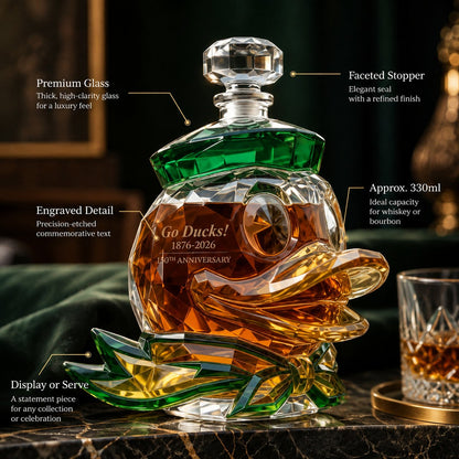 Go Ducks 150th Anniversary Whiskey Bottle 🦆 Collector Decanter