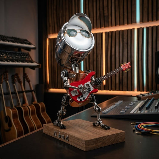 Steampunk Robot Bassist Lamp