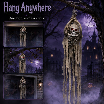 💀 Suspect Skeleton — The Sound-Activated Hanging Skeleton That Turns, Glows & Laughs