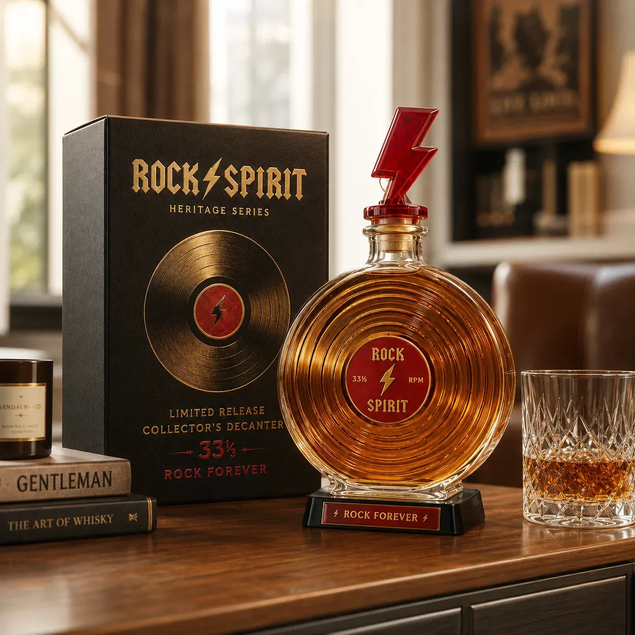 ⚡Rock Spirit 331⁄3 RPM Vinyl Record Whiskey Decanter – Rock Forever Collector’s Edition