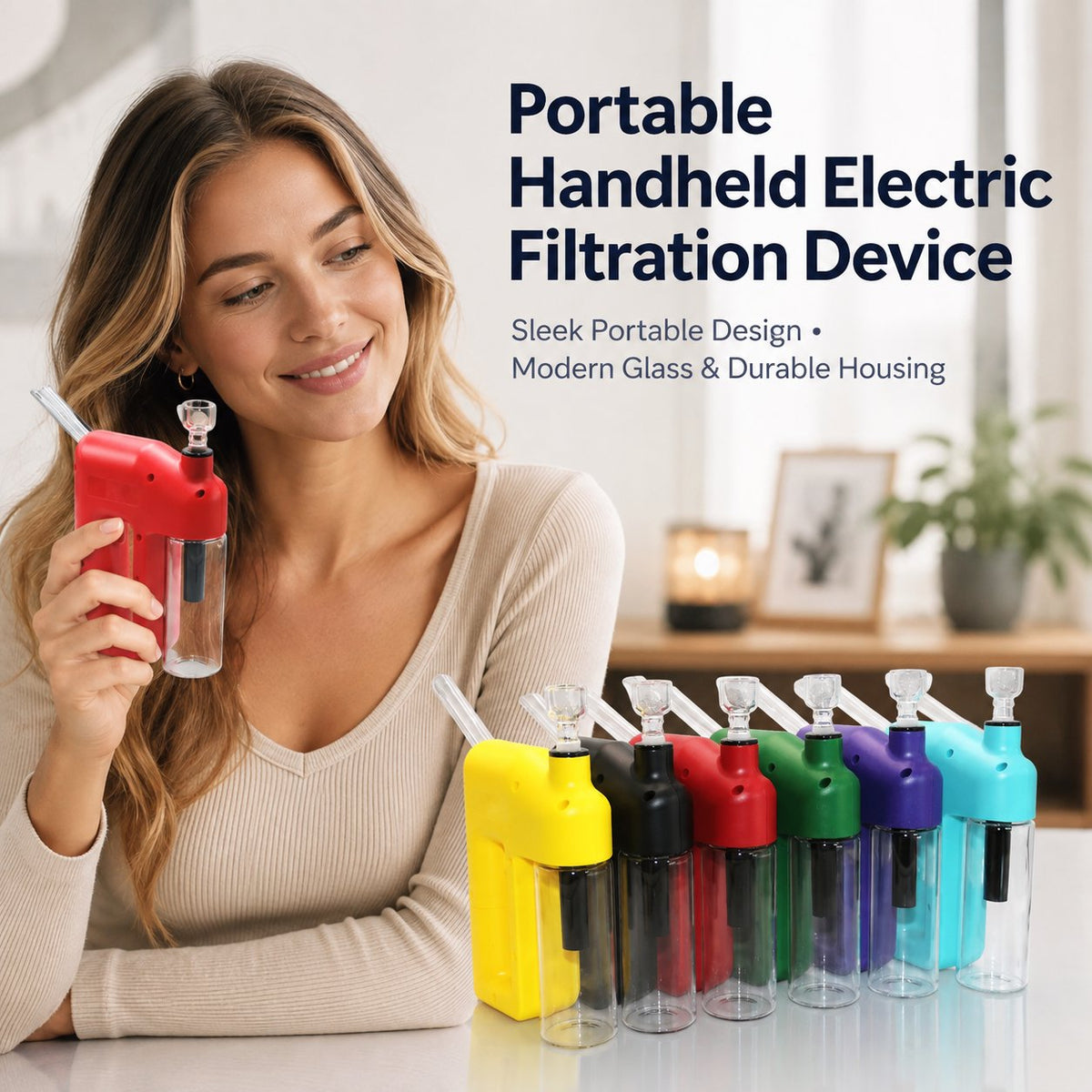 ✨ Portable Handheld Electric Filtration Device | Modern Glass Minimalist Design