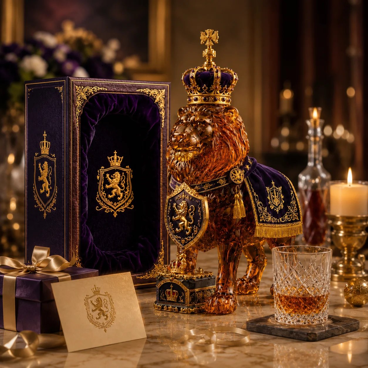 👑Crown 87th Anniversary Royal Lion Whiskey Bottle