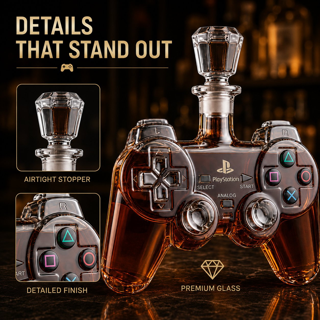 🎮 Retro Gaming Controller Whiskey Decanter – A Legendary Pour for Game Night 🥃
