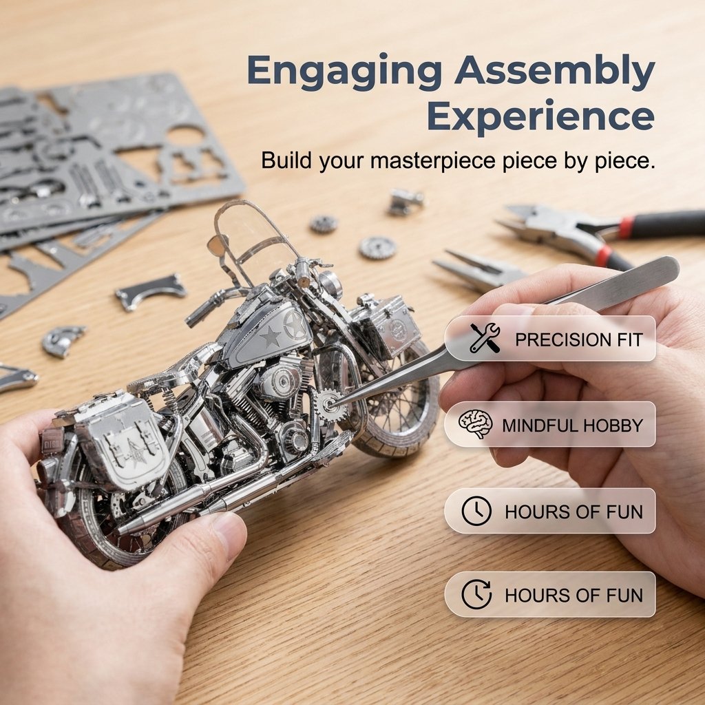 🔥HOT SALE🔥Silver Motorcycle 3D Metal Assembly Puzzle