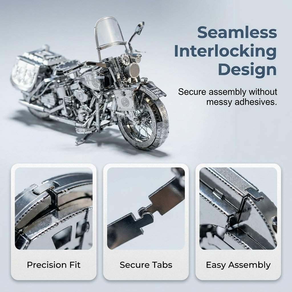 🔥HOT SALE🔥Silver Motorcycle 3D Metal Assembly Puzzle