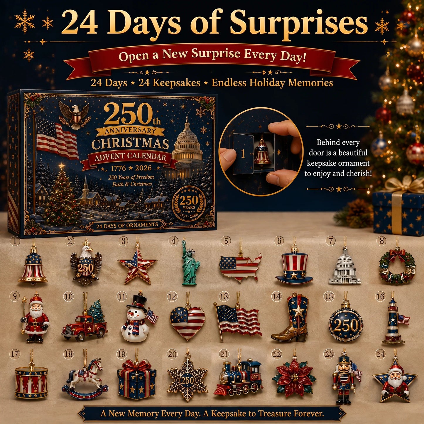 ✨ 2026 America 250th Anniversary Christmas Advent Calendar 🎄Limited Time Free shipping 🔥