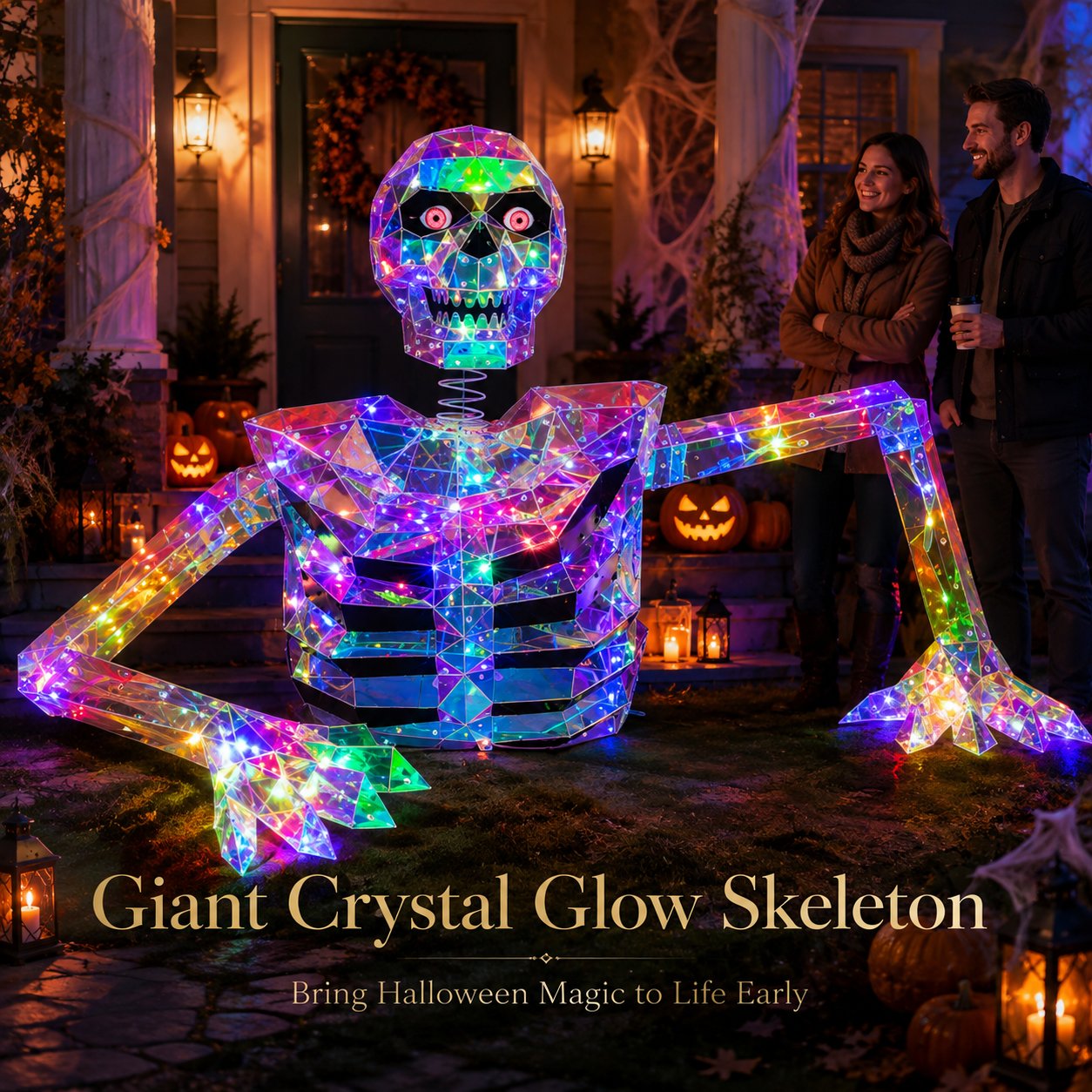 💀✨ Giant Crystal Glow Skeleton Halloween Decoration – Create an Epic Spooky Display