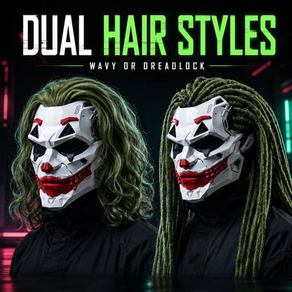 🤡Cyberpunk Mechanical Joker Villain Mask with Green Wig