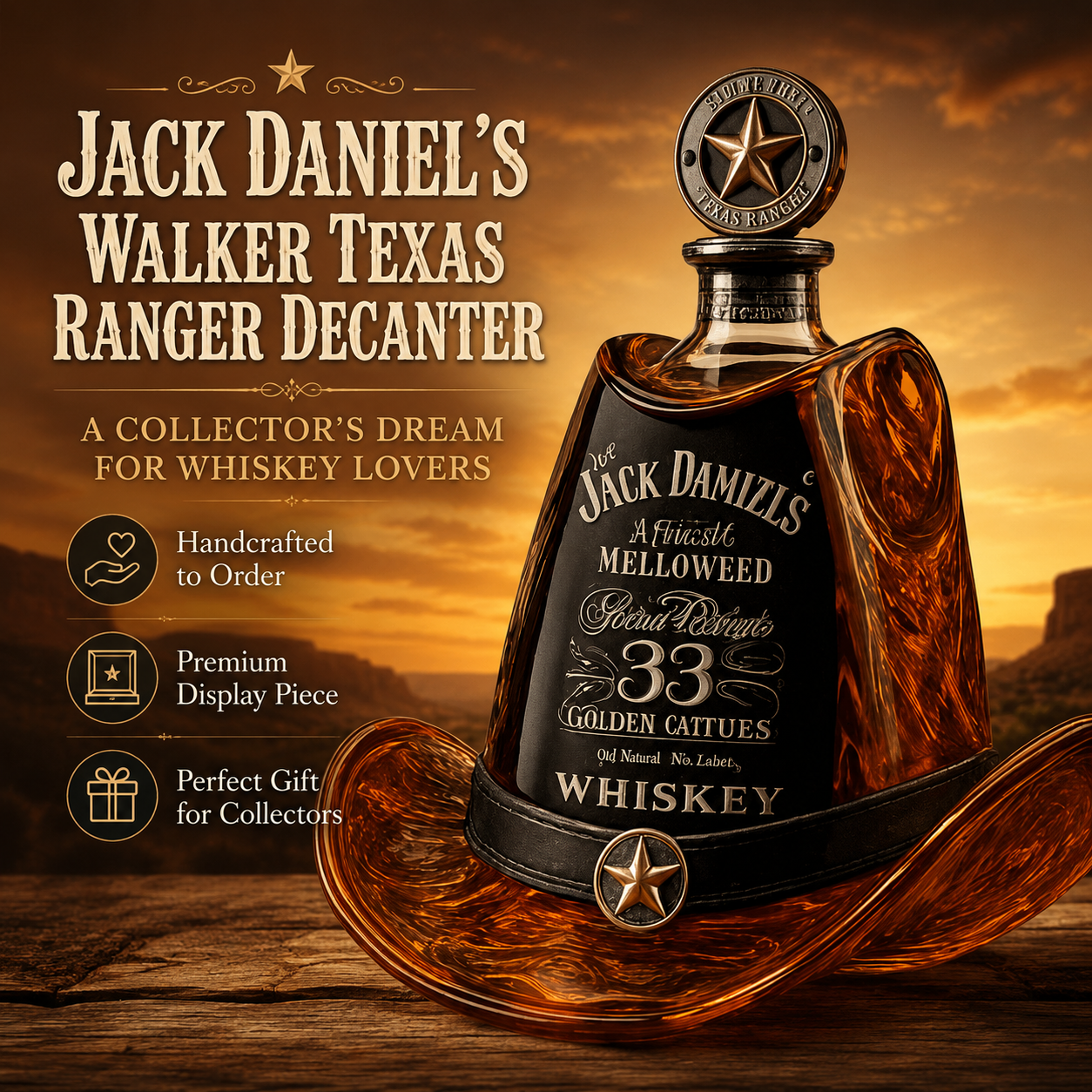 Jack Daniel’s Walker Texas Ranger Decanter Whiskey Bottle