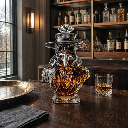 Plague Doctor Glass Whiskey Decanter