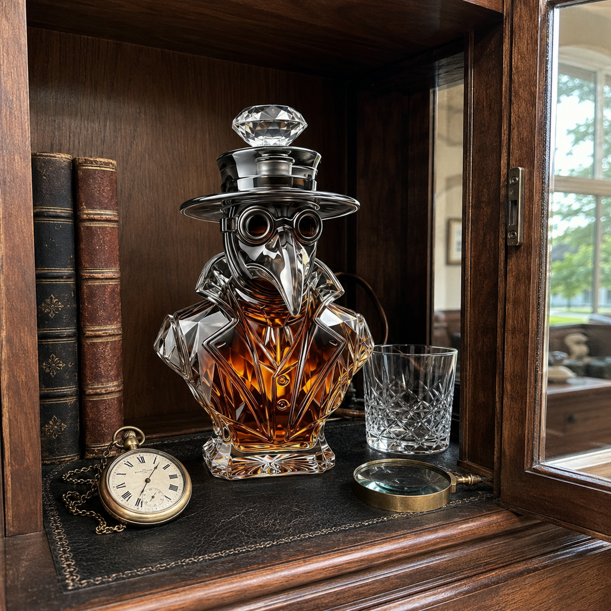 Plague Doctor Glass Whiskey Decanter