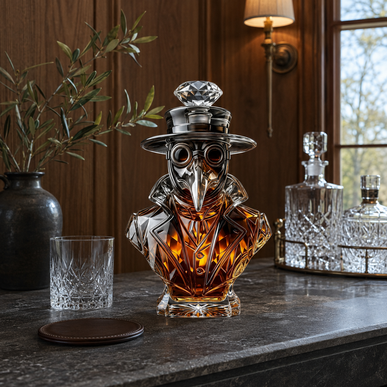Plague Doctor Glass Whiskey Decanter