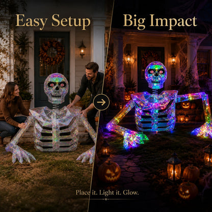 💀✨ Giant Crystal Glow Skeleton Halloween Decoration – Create an Epic Spooky Display