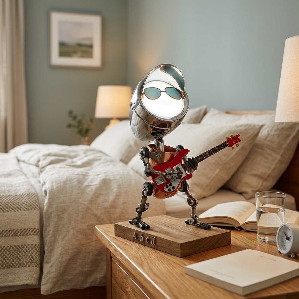 Steampunk Robot Bassist Lamp