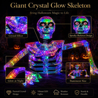 💀✨ Giant Crystal Glow Skeleton Halloween Decoration – Create an Epic Spooky Display