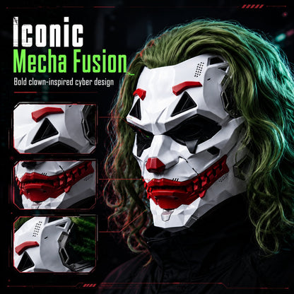 🤡Cyberpunk Mechanical Joker Villain Mask with Green Wig
