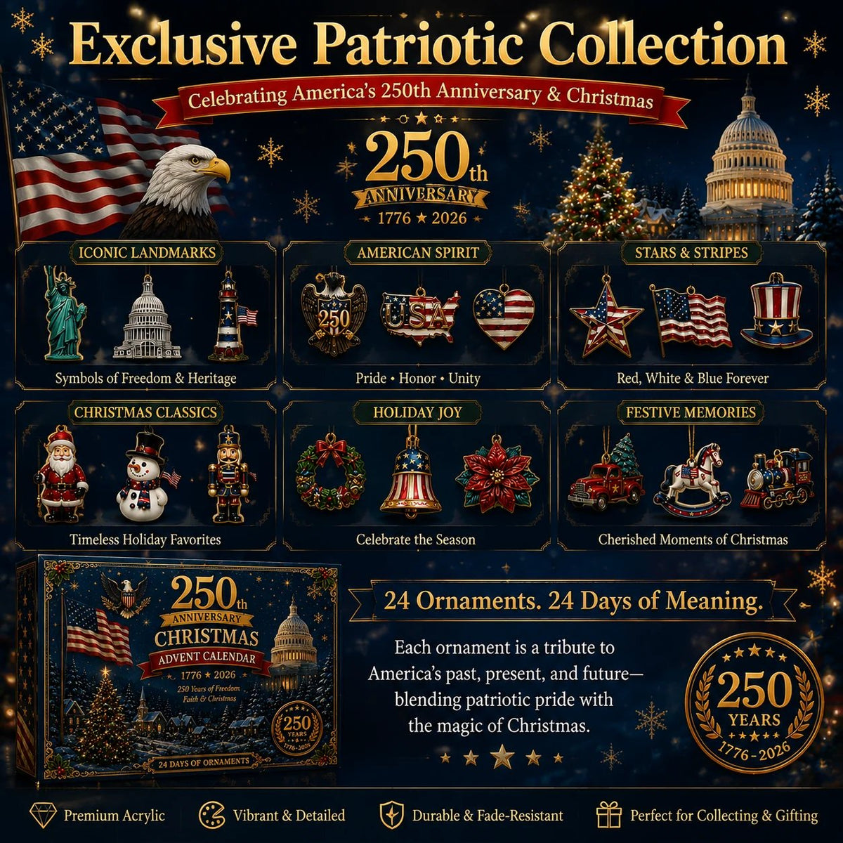 ✨ 2026 America 250th Anniversary Christmas Advent Calendar 🎄Limited Time Free shipping 🔥