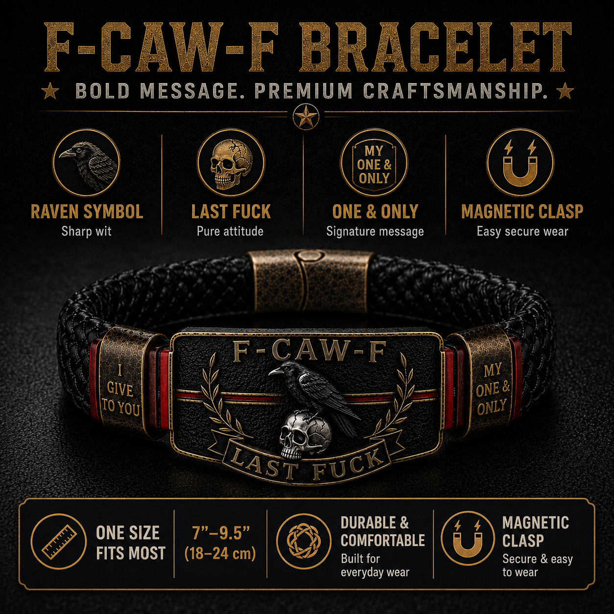 🏆Last Day Promo: 49% OFF -💀 F-CAW-F “Last F***” Dark Humor Bracelet🖤