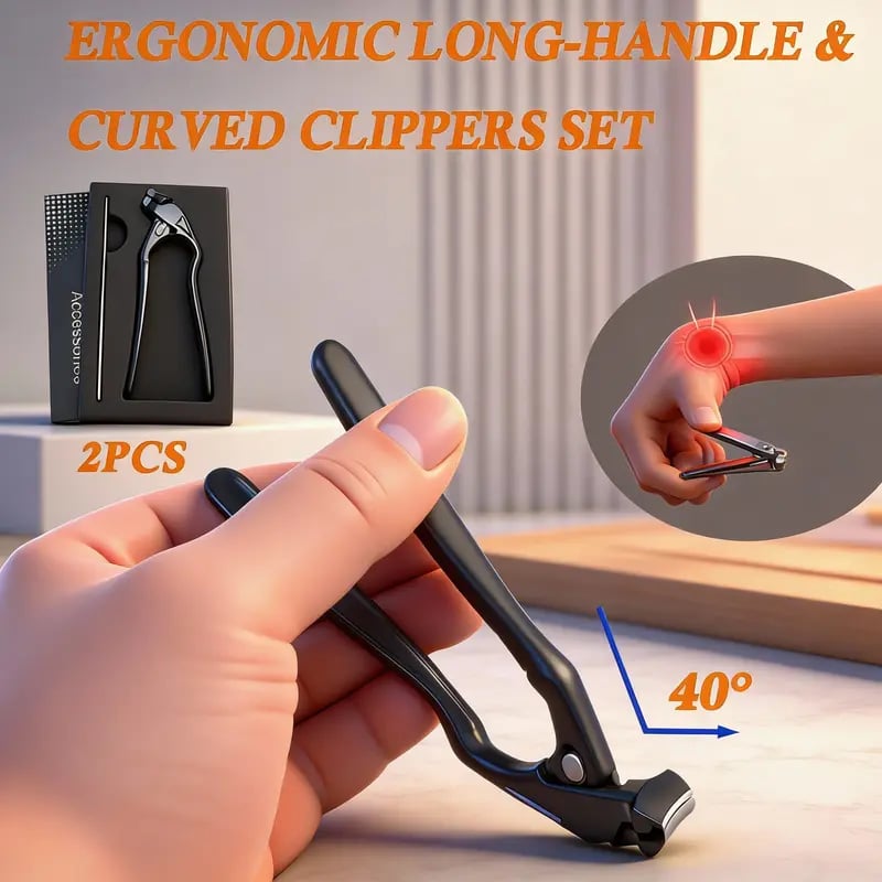 Curved Stainless Steel Nail Clippers with Splash Guard, Large-Opening