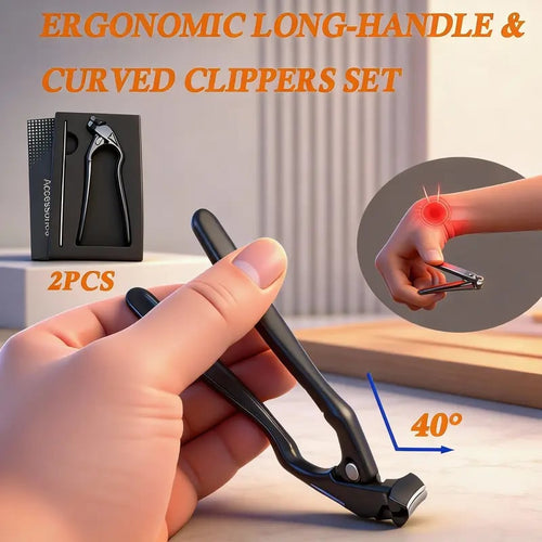 Curved Stainless Steel Nail Clippers with Splash Guard, Large-Opening