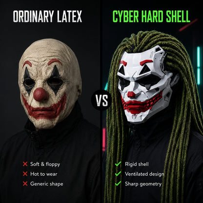 🤡Cyberpunk Mechanical Joker Villain Mask with Green Wig