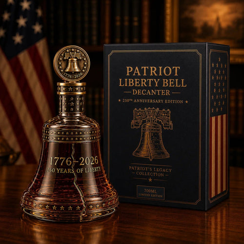 1776–2026 Patriot Liberty Bell Whiskey Decanter Set – 250th Anniversary Collector’s Gift with Matching Glass