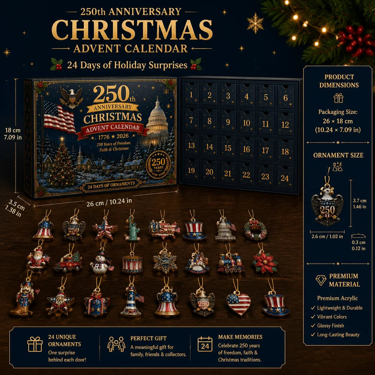 ✨ 2026 America 250th Anniversary Christmas Advent Calendar 🎄Limited Time Free shipping 🔥