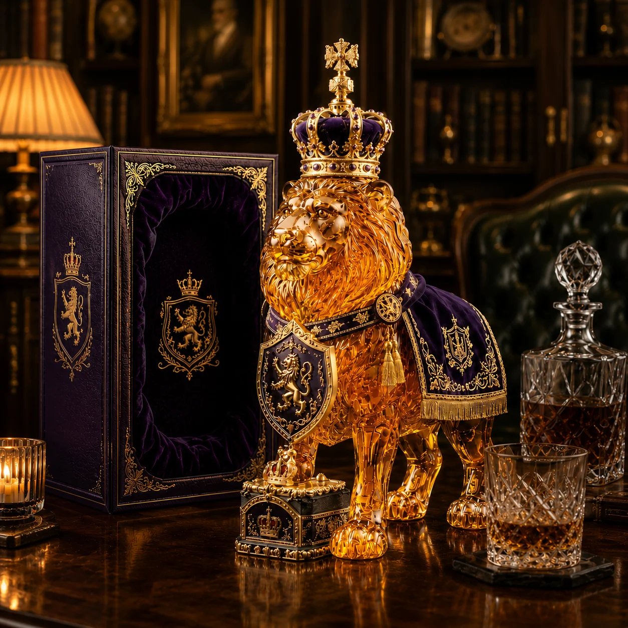 👑Crown 87th Anniversary Royal Lion Whiskey Bottle