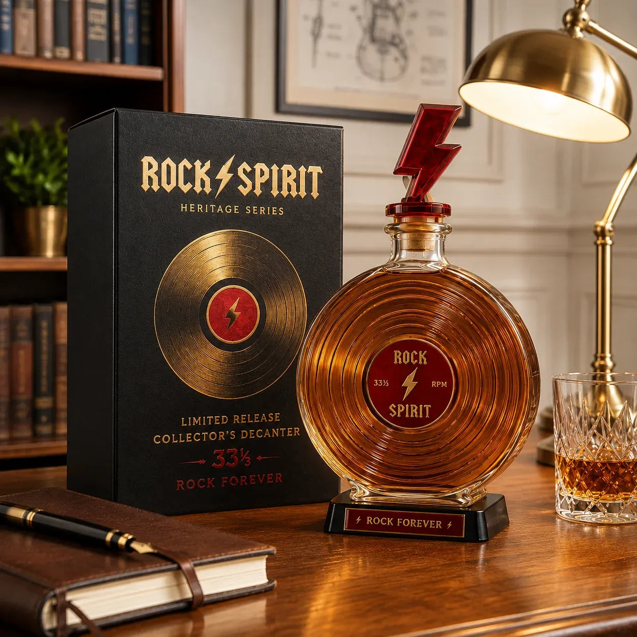 ⚡Rock Spirit 331⁄3 RPM Vinyl Record Whiskey Decanter – Rock Forever Collector’s Edition