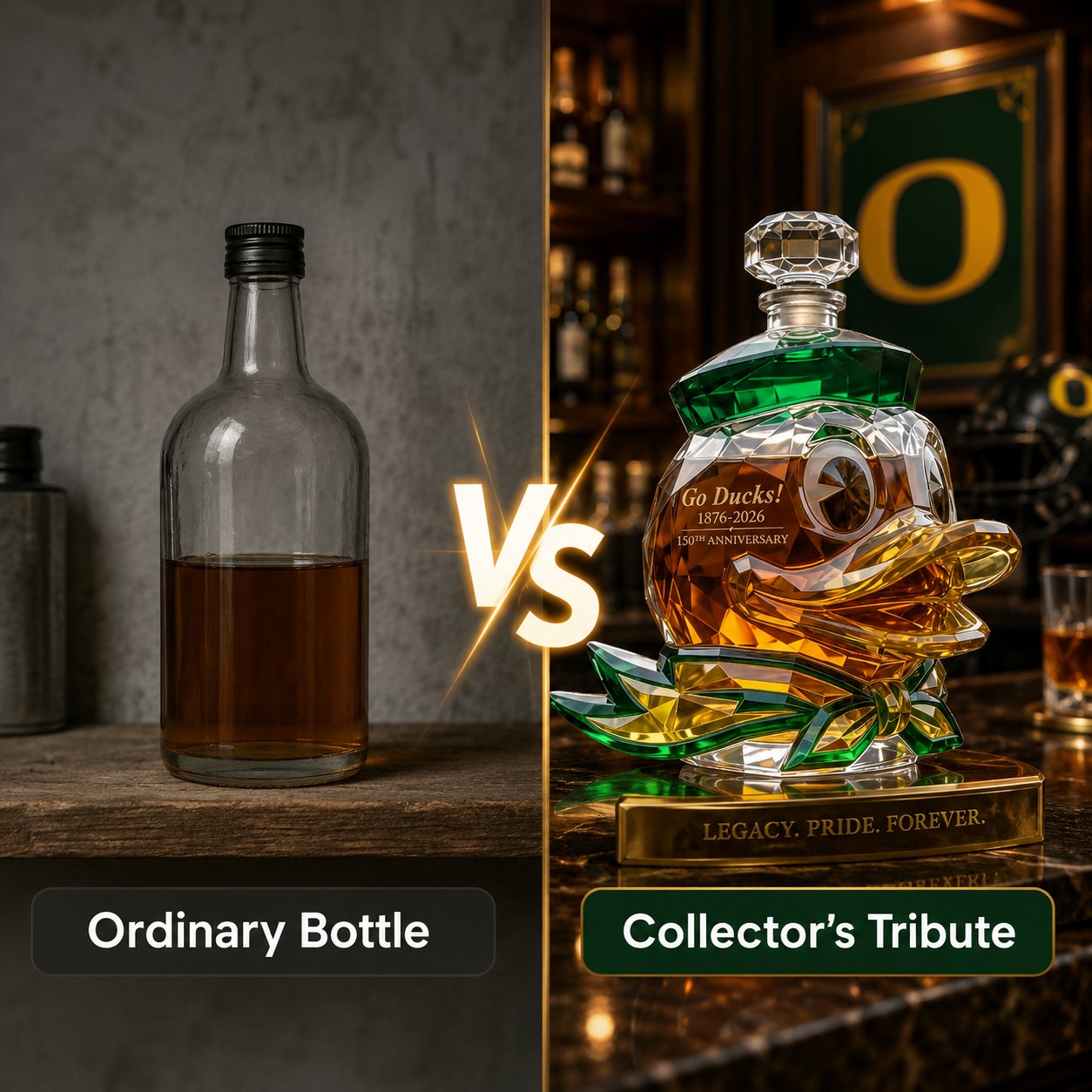 Go Ducks 150th Anniversary Whiskey Bottle 🦆 Collector Decanter